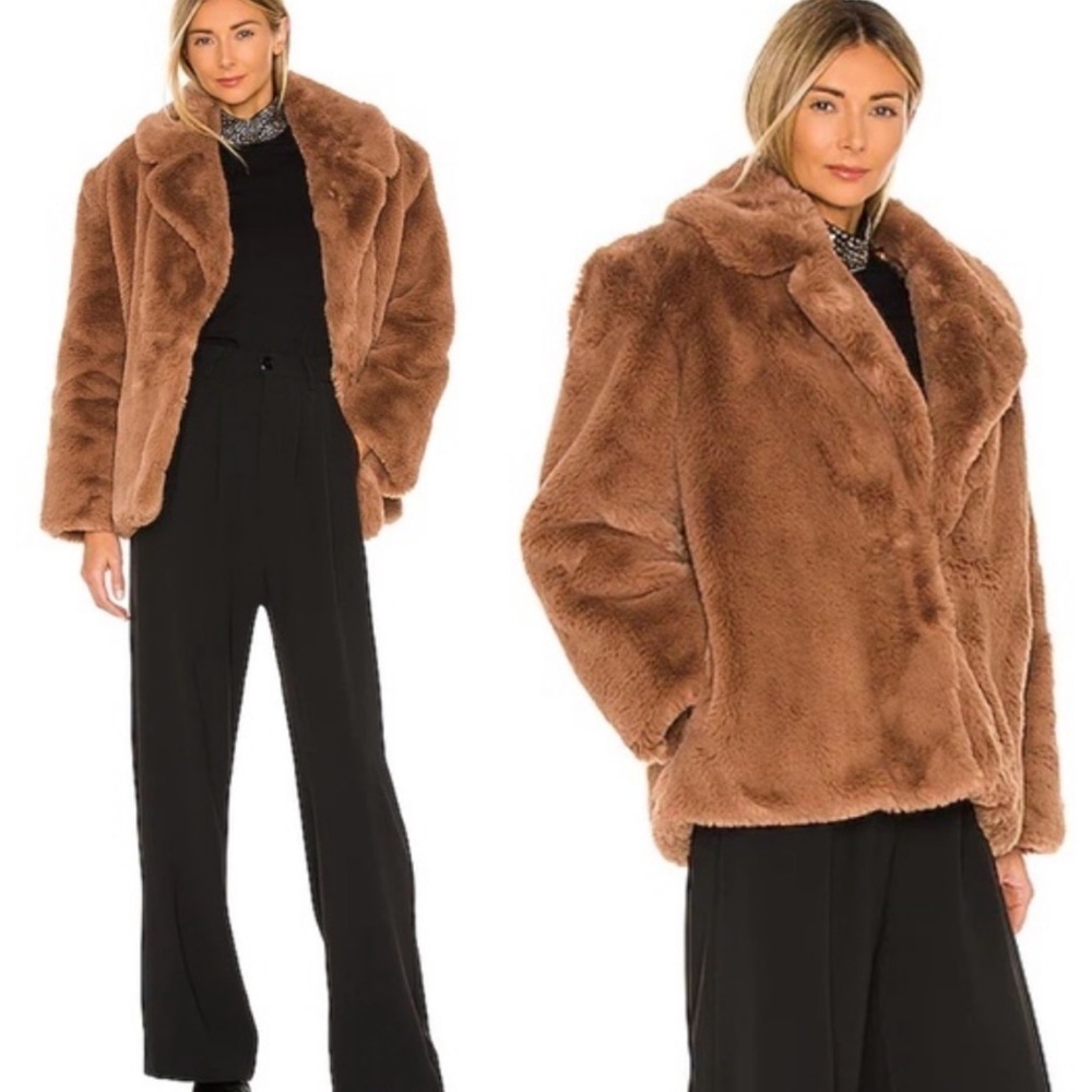 NWT‎ Eaves Faux Fur Cash Jacket in Brown Size Medium Revolve